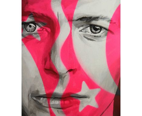 Edward Bell (British Contemporary) David Bowie Split Personality Portrait, signed and dated 2019 verso, oil on panel, measure