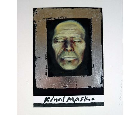 Edward Bell (British Contemporary) Final Mask, mixed media on card, colour montage for Unmade Up... publication, as used on b