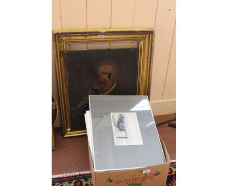 Various paintings including David Hutter, prints, etchings and photo album plus a Victorian framed portrait (as found)