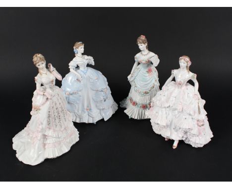 Four Royal Worcester figurines, Royal Debut, Splendour at Court (2) and The First Quadrille 