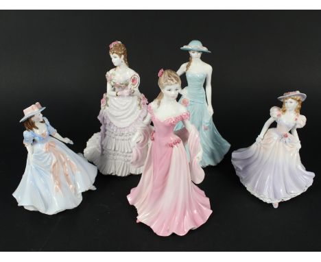 Five Royal Worcester figurines, Serena, Fiona, Catherine, Grace and Splendour at Court