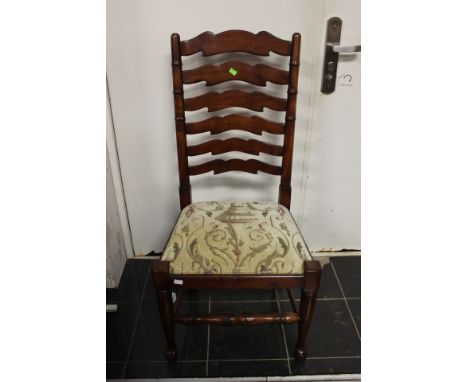 A good set of six Lancashire style ladder back chairs with padfeet and upholstered seats