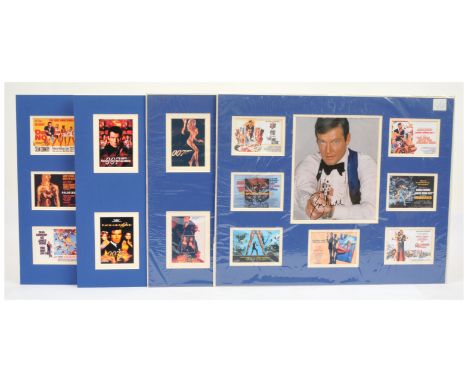 James Bond 007 signed photo displays x 4, includes Sean Connery, Roger Moore, Timothy Dalton and Pierce Brosnan, each with a 