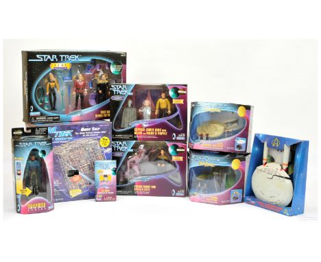 Star Trek collectables x 9 includes Playmates 1701 Collector Series 3 figure pack, Playmates Alien Series Captain James Kirk 