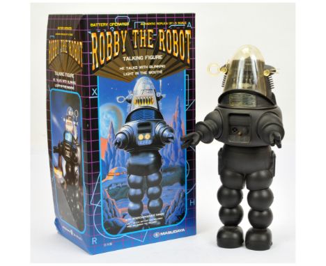 Masudaya Robby the Robot 1:5 scale talking figure, Good Plus, within Excellent packaging.&nbsp;