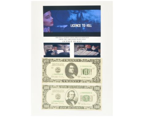 James Bond 007 Licence to Kill prop bank notes, "original screen seen prop bank notes from the 1989 James Bond film Licence t