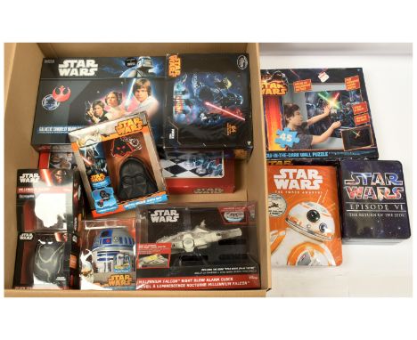 Quantity of Star Wars modern issue collectables x 11 includes Chess set, Galactic Conquest board game (sealed), Millennium Fa