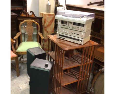 A Technics four part hifi complete with turntable, model no. SL-B202, cassette player, amplifier and tuner with matching spea