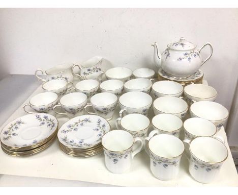 A Duchess Tranquility pattern teaset including six teacups and saucers and six breakfast cups and saucers, thirteen side plat