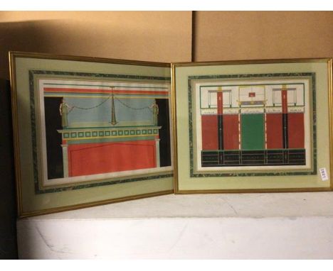 A pair of early 20thc architectural prints depicting Classically inspired designs, with German text (36cm x 47cm)