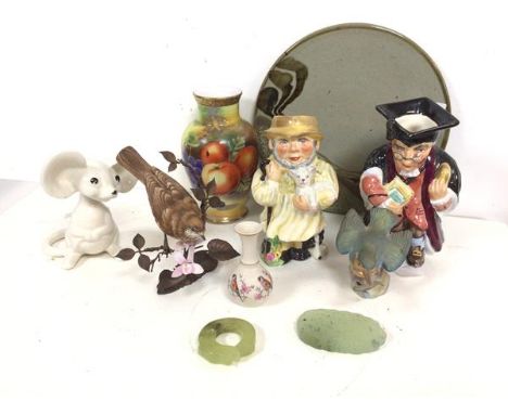 A mixed lot including a Wedgwood Schoolmaster jug, stamped with Unicorn to base (19cm) and another The Shepherd, a ceramic mo