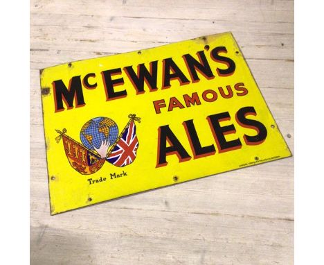 A McEwan's Famous Ales Handcock &amp; Coalfield &amp; Walker Ltd. Mitcham enamelled sign (38cm x 51cm) (slight losses to enam