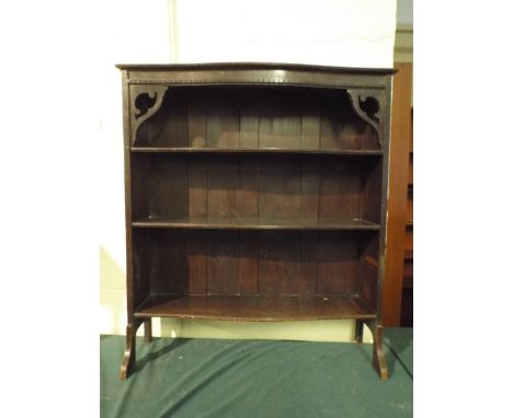 A Bow Fronted Open Three Shelf Oak Bookcase 