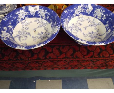 A Pair of Spode Penny Lane Blue and White Bowls 