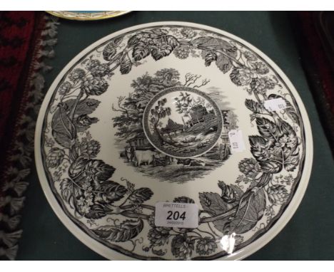 A Spode Archive Rural Scenes Cake Plate and Trinket Dish