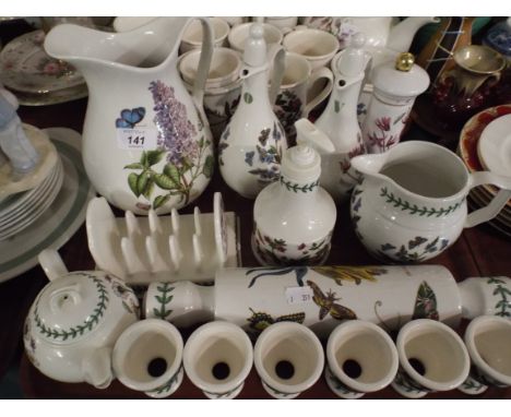 A Tray containing a large collection of Portmeirion Botanic Garden to include Jugs, Rolling Pin, Egg Cups, Toast rack etc