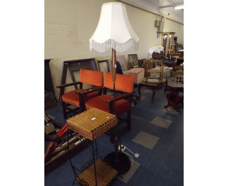 A Standard Lamp and A Wicker Two Tier Stand