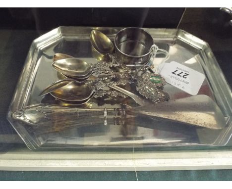 A Collection of Silver Spoons and Silver Mounted Shoe Horn, Napkin Ring etc (125.6gm)