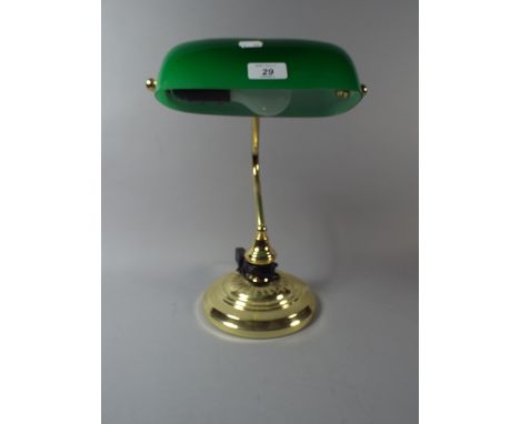 A Reproduction Brass and Green Glass Desk Lamp