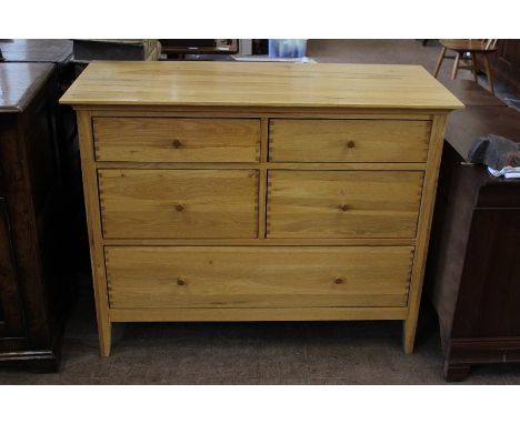 A Wills &amp; Gambier Light Oak Chest of Drawers; the chest having four short and one long drawer, approx 111 x 48 x 89 cms.&