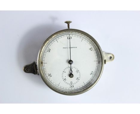 A Vintage Paul Garnier Marine Stopwatch; the chrome-plated stopwatch nr 389, with 1917 stamp, Marine Nationale Constructeur P