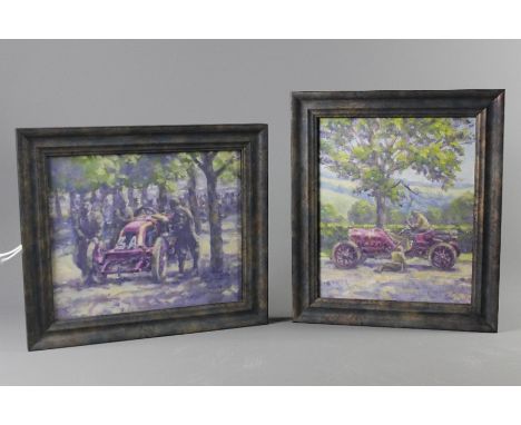 Rob Ijbema (1961-Present) Netherlands - Set of Four Oil on Board, depicting vintage Renaults and Fiat Motorcars, approx 24 x 