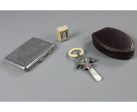 Miscellaneous Silver, this lot includes a silver card case engraved and initialled Birmingham hallmark, dated 1924, together 