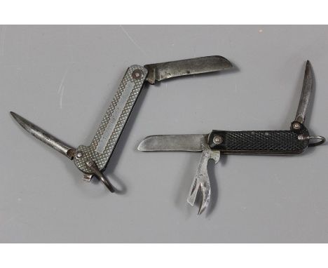 Two Military Clasp Knives;&nbsp; the first being Navy issued Harrison Bros., a Howson, Sheffield single blade and Marlin spik