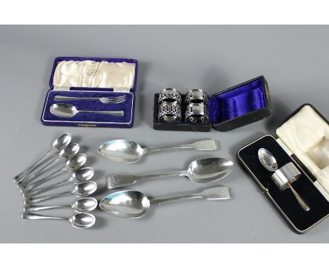 Miscellaneous Silver. This lot comprises three Georgian silver serving spoons London hallmark, two dated 1833 and one dated 1