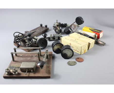 Vintage Morse Code Keys and Radio Valves Set.