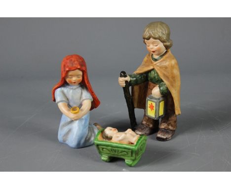 Goebel Figurines - Nativity Scene, including Joseph, Mary and Jesus in the manger, nr 46502 and 46501.