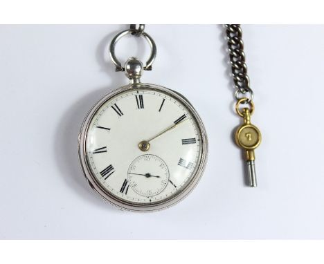 A William Watson Silver Open-face Pocket Watch, the watch having a&nbsp;white enamel face with Roman dial, second dial apertu