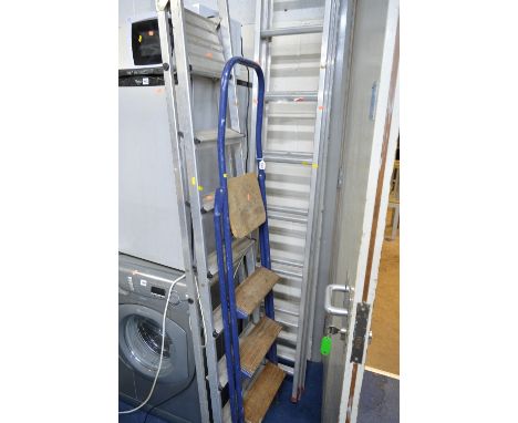 AN ALUMINIUM EXTENSION LADDER, and two step ladders, ladders are 11feet long