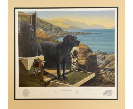 AFTER NIGEL HEMMING, 'Mans Best Friend', a limited edition print 393/500, signed and numbered in pencil, 51.5cm x 46cm, with 