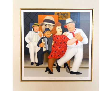 AFTER BERYL COOK, 'Tango Busking', a limited edition print 111/395, signed, titled and numbered by the artist, 52cm x 53cm, u