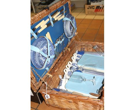 A BREXTON WICKER PICNIC HAMPER, with contents