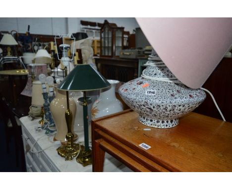 A WEST GERMAN TABLE LAMP, with shade, two ceramic vases, nine various table lamps, etc (14)