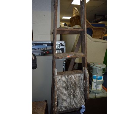 TWO VINTAGE WOODEN STEP LADDERS