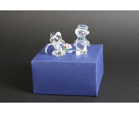 A BOXED SET OF SWAROVSKI CRYSTAL KRIS BEARS, Bride and Groom