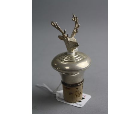 A SILVER STAG DECANTER STOPPER