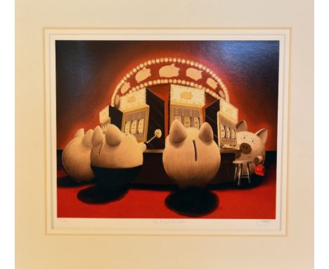 AFTER A.J.CALLAN, 'One Armed Bandits', a limited edition print 53/195, signed, titled and numbered in pencil, 48cm x 30cm, wi