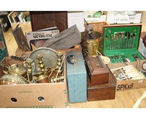 CASED AND LOOSE CUTLERY, including Viners, a picnic hamper, cream telephone model FBR 82/2 TELE 8746 F, assorted metalwares, 