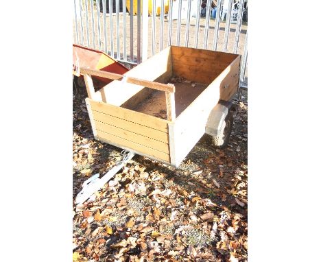 A MODERN WOODEN FRAMED TRAILER, with light bar and electrics, approximate size 154cm x 93cm