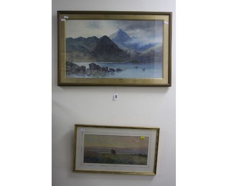 GEORGE BROOKS PERCY SPOONER LILLINGSTON (1850-1932), Mountainous landscape with birds flying above the water, watercolour, si