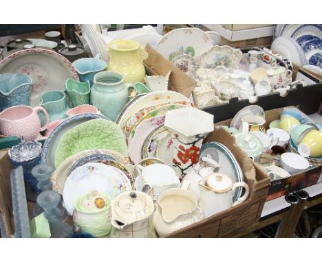 FOUR BOXES OF CERAMICS AND GLASSWARE, including Poole, Colclough, Wedgwood, Sylvac, etc (four boxes)
