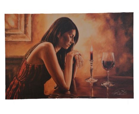 AFTER MARK BRAITHWAITE, 'Candlelit Thoughts', a limited edition print 10/95, signed and numbered by the artist in pen, 69cm x