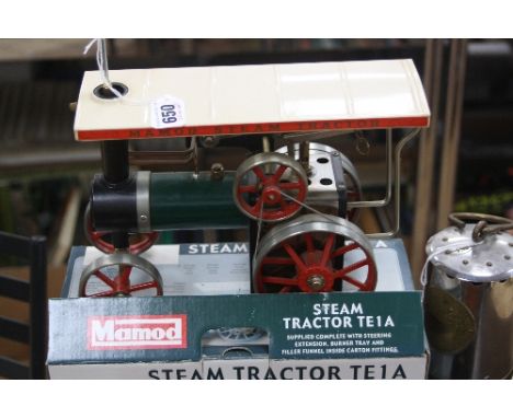 A BOXED MAMOD LIVE STEAM TRACTOR, NO.TE1A, not tested, looks to have hardly ever been removed from its box, complete with acc