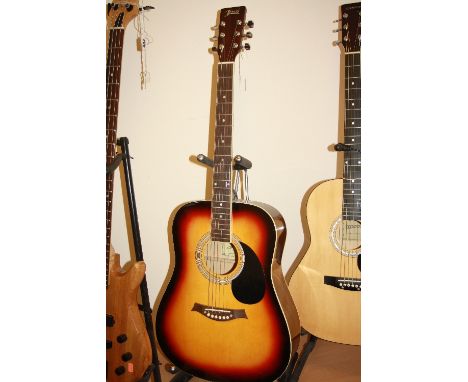 A JERVIS ACCOUSTIC GUITAR, model No.JA-3TS, tobacco sunburst finish, bound rosewood fingerboard, dread naught shape, 21 frets