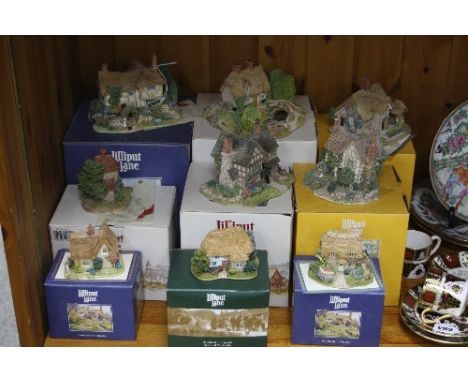 NINE BOXED LILLIPUT LANE SCULPTURES, 'Gossip Gate', 'Grantchester Meadows', 'Bargate Cottage Tea Room', 'Hampton Manor', 'Jun
