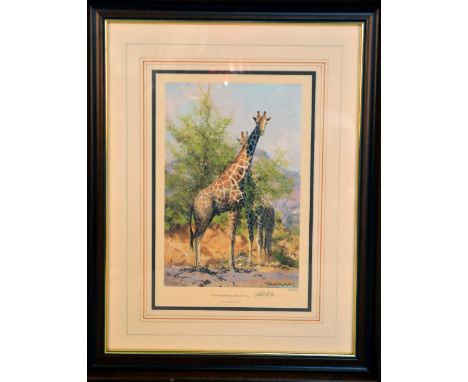 AFTER DAVID SHEPHERD OBE, 'The Waterhole Trilogy No 1', a limited edition print 73/1000, signed and numbered in pencil, 46cm 
